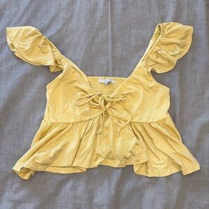Love Tree Yellow Ruffle Sleeve Blouse